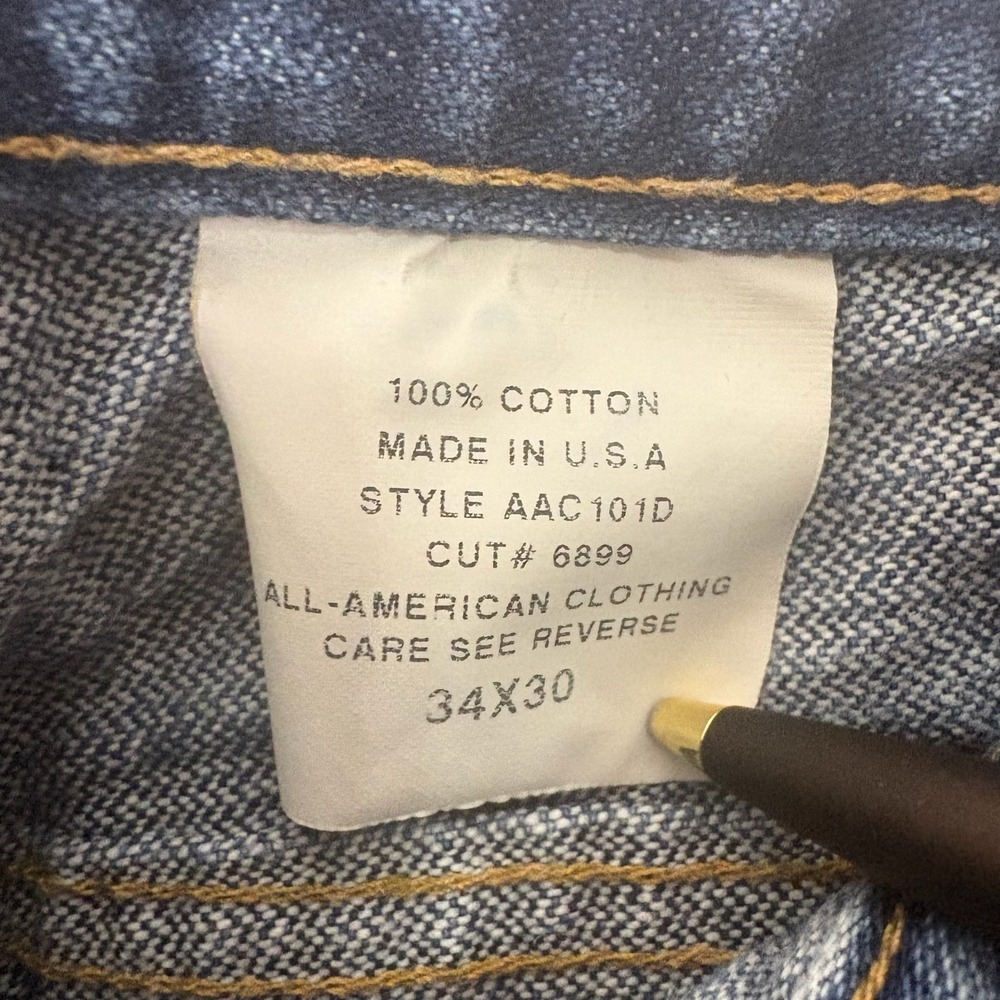 All American Clothing Co Jeans Mens 31x28 Straight Leg Original AAC101D USA Made - Picture 6 of 11